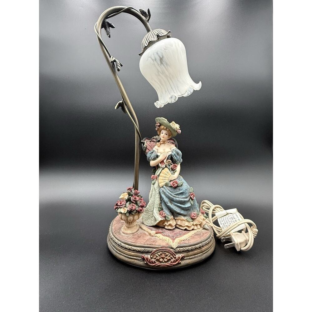 Montefiori Collection Victorian Lady Table Lamp Italy Frosted Tulip Glass VGT